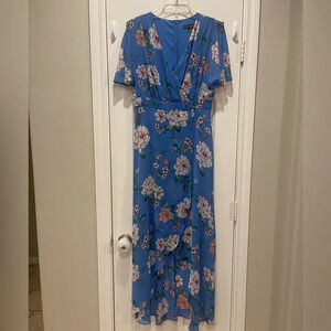 Jessica Howard Women’s Maxi Dress Sz 6 Blue Floral Boho Feminine Whimsical Flowy